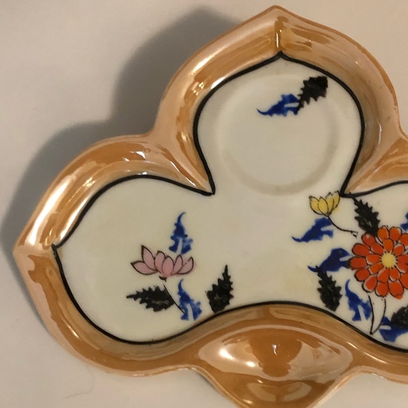 Vintage lusterware trinket serving dish plate floral pattern - Picture 9 of 9